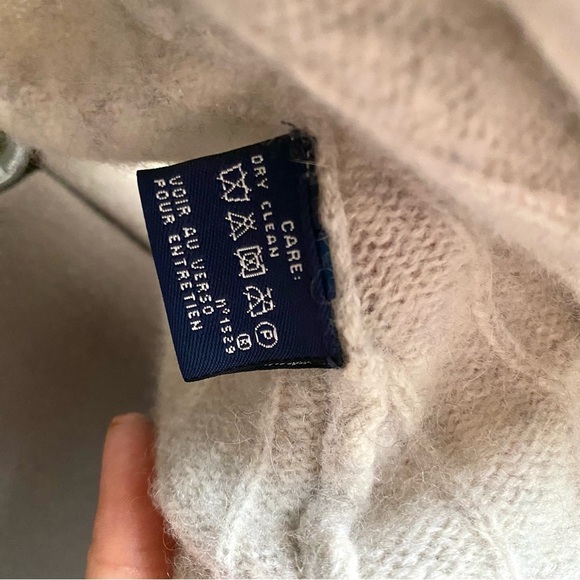 VINTAGE Super Soft Warm Cable Knit Open Front Cardigan Off White Size L - Picture 12 of 15